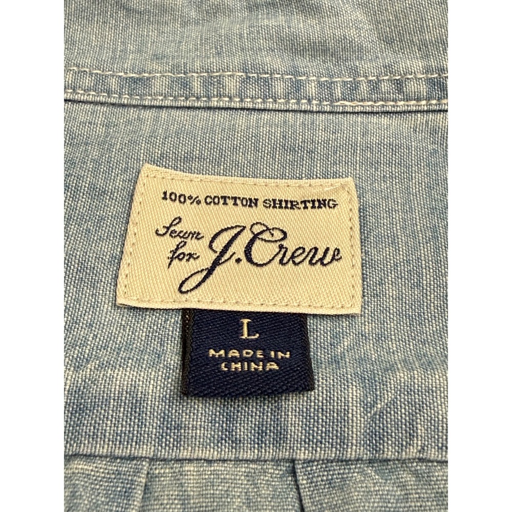 J.Crew Mens Light Blue Chambray Short Sleeve Button Down Shirt 68476 Size L - Picture 4 of 7